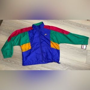 Vintage Multicolor 90's O.G Nike Windbreaker Tuck Hoodie Jacket Size L